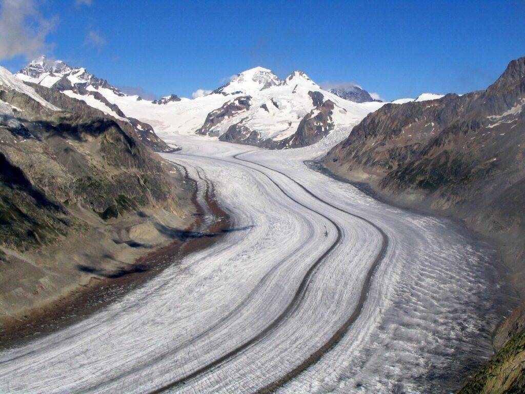 یخچالهای طبیعی کوهستانی (تصویر یخچال طبیعی آلچ در آلپ سوئیس)
